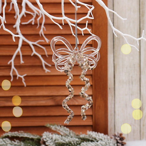 Подвеска "Сказочные блики" 8,,5*14 см, Белый/Золотой блеск