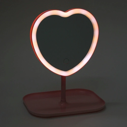 Зеркало настольное с подсветкой на подставке Mary Touch - Heart, цвет розовый, USB, 2029см_12