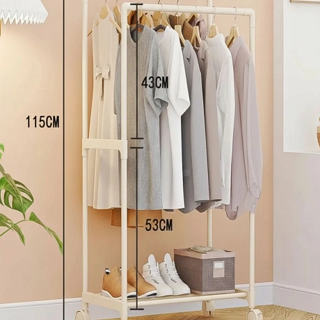 Вешалка гардеробная напольная на колёсах с блокировкой двойная "ПЕРФЕКТХАУС", цвет белый, нагрузка до 15 кг, 57.5*30*115см