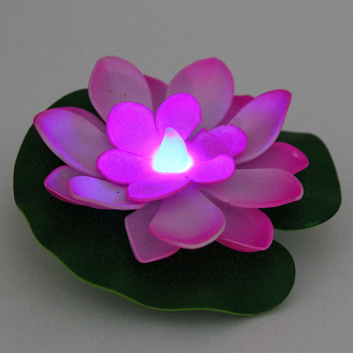 Растение водоплавающее Кувшинка d-10см с подсветкой от контакта с водой, розовый_7