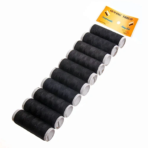 Нитки в наборе 10шт, цвет чёрный, 40м. 16,5*5,5*1,6см  (пакет с подвесом)