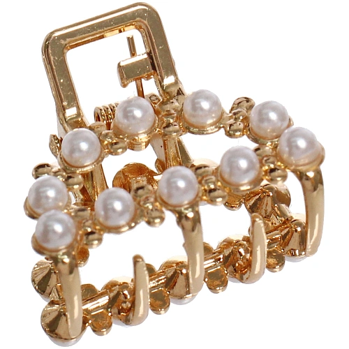 Заколка - краб для волос на блистере 1шт PREMIUM, тоскана, цвет серебро и золото, 2526см_6