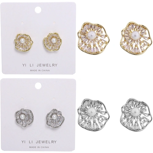 Серьги из гиппоалергенного металла со стразами "ПАЛУМНА", ракушка, цвет золото и серебро, 1,3-dсм