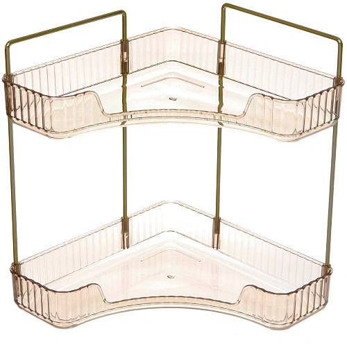 Полка для ванны угловая двойная "Фреш"бежевая 25,7х29,7х25,7см