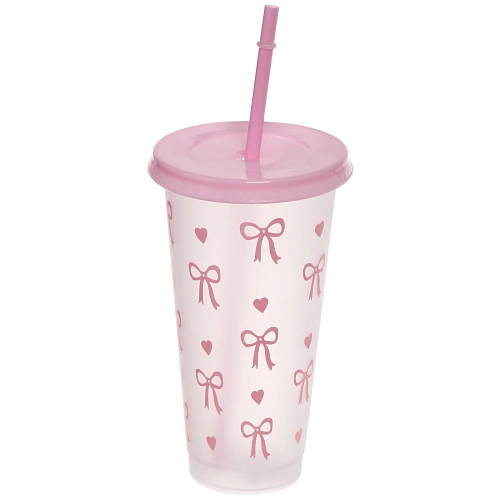Стакан пластиковый 700мл "Девичья мечта" с трубочкой