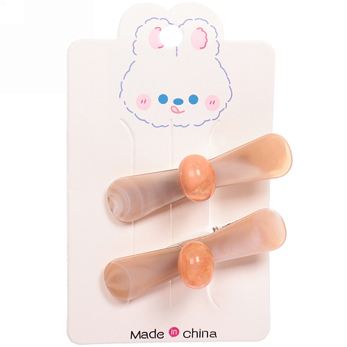 Зажимы для волос 2шт "Chocolate", бантик, цвет как на фото, 6,4*1,6см (блистер и пакет с подвесом)