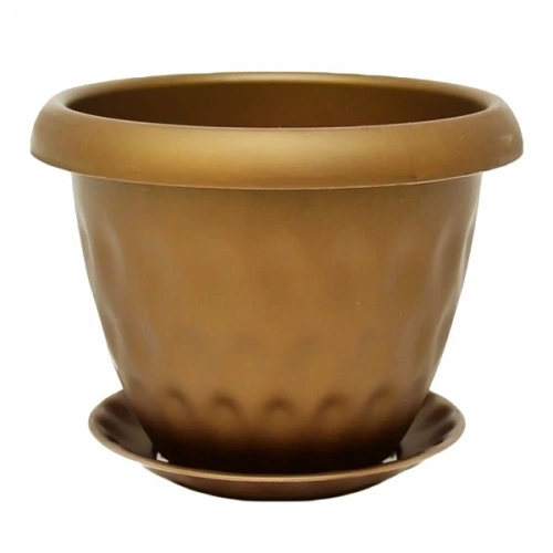 Горшок для цветов пластиковый 21л d-40см "Розетта" с поддоном золотой С130ЗОЛ