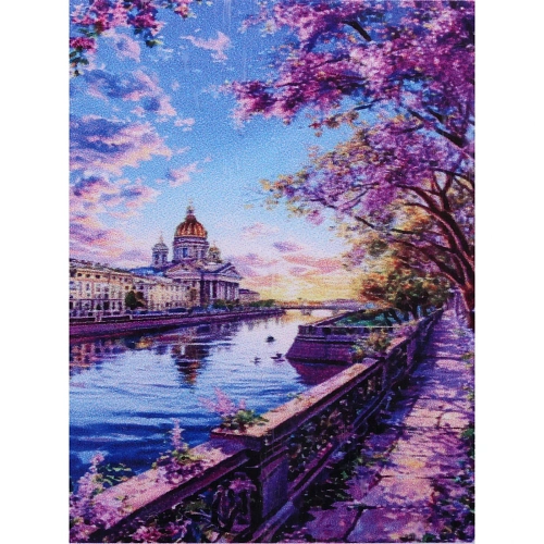 Алмазная мозаика в рулоне 3040см полная выкладка DIAMOND, Сирень_4