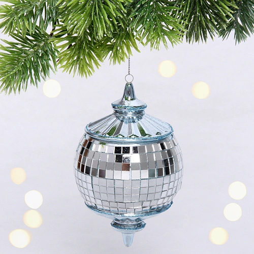 Елочная игрушка "Новогодняя дискотека" 8*8*13 см, голубой