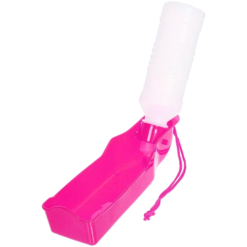 Поилка портативная прогулочная ЛЮБИМЫЙ БРО, цвет розовый, 20см 250мл _4