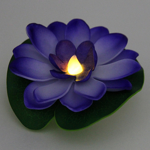 Растение водоплавающее Кувшинка d-10см с подсветкой от контакта с водой, фиолетовый_6