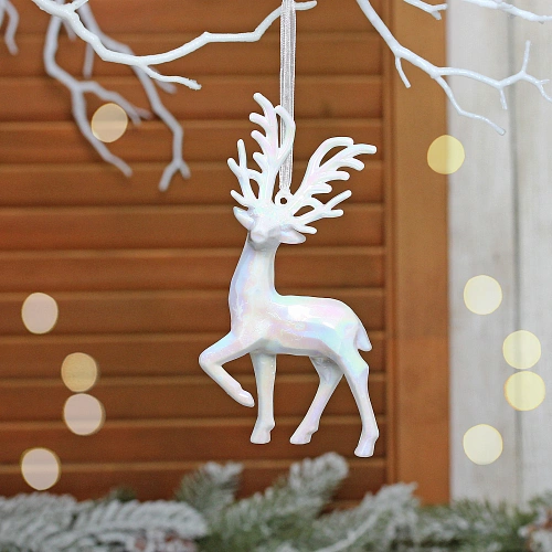 Подвеска "Волшебный олень" 14*7 см, Жемчужный