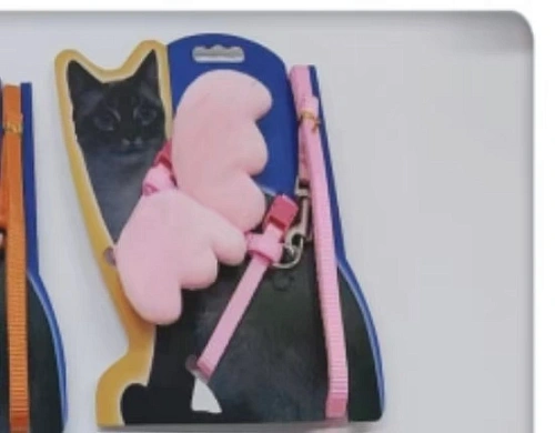 Шлейка с поводком "Ангел на прогулке" 150см цвет светло - розовый