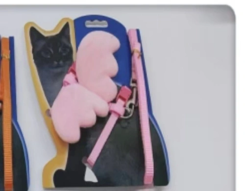 Шлейка с поводком "Ангел на прогулке" 150см цвет светло - розовый