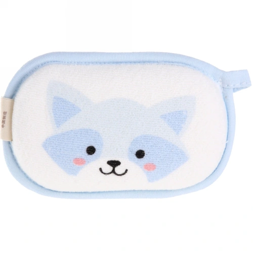 Губка для тела махровая детская "Happy baby - Енот Грэй" , 13*8,5 см (ZIP пакет)