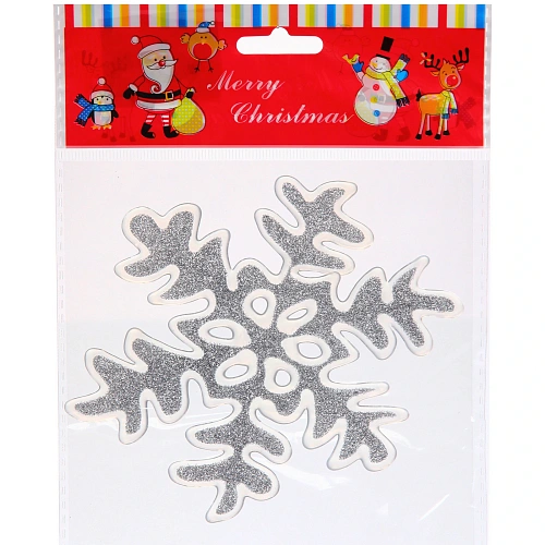 Наклейка  "Новогодняя снежинка" 15*20, серебро