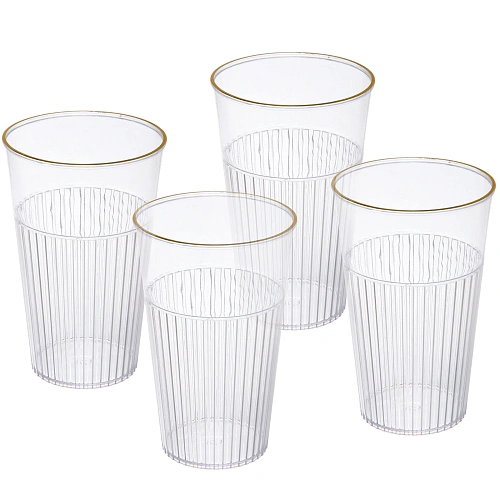 Стакан пластиковый 600мл "Полоски" в наборе 4шт, микс цветов