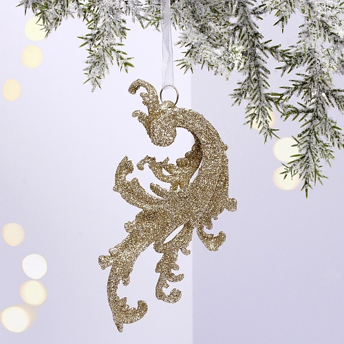 Подвеска "Зимние узоры" 7*13 см, темное золото