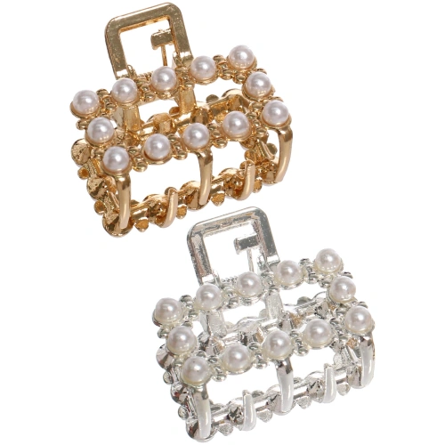 Заколка - крабы для волос на блистере 1шт "PREMIUM", монако, цвет серебро и золото, 2.5*2.6см