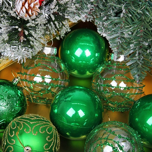 Новогодние шары Волшебство ночи 8 см (набор 12 шт), Зеленый_7