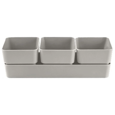 Кашпо для цветов пластиковое 0,45л 29,2*9,6см "Фиори" Трио серый жемчуг