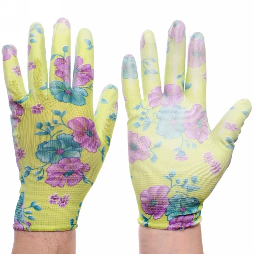 Перчатки нейлоновые "Фантазия-Фиалка" с ПВХ покрытием полуоблитые 8 р-р набор 5 пар