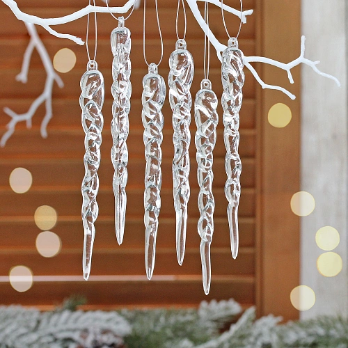 Подвеска "Кристальная сосулька" 12,5 см (набор 6 шт)