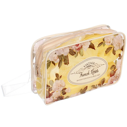 Набор банный дорожный 4шт Traveler - Цветы, цв айвори, (мочалка, футляр 2шт, расческа), 22156_13