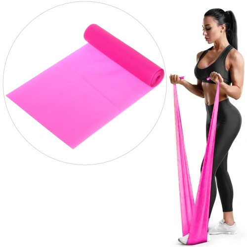 Лента для йоги и фитнеса 0,45 мм*15 см*2 м (туба). розовый