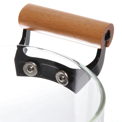 Кастрюля из боросиликатного стекла 3,5л Хай-Тек с деревянными ручками_11