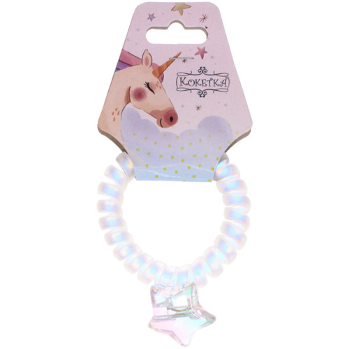 Резинка для волос силиконовая "MARZIPAN", звезда, цвет белый, d-5,5см (подвес Единорог)