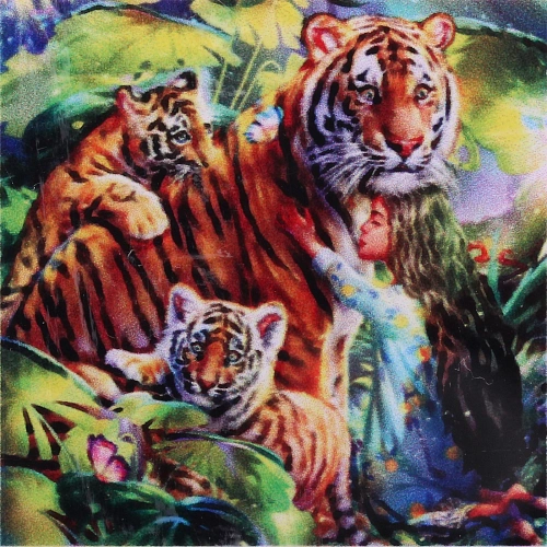 Алмазная мозаика в рулоне 3040см полная выкладка DIAMOND, Семейка тигров_4