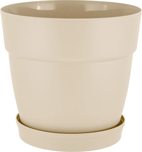 Горшок для цветов пластиковый 2л d-17см "Villa de Fiori" с фиксируемым поддоном, калифорнийский миндаль