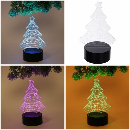 Светильник ночник "3D-Ёлочка" на пластиковой подставке, с включателем USB