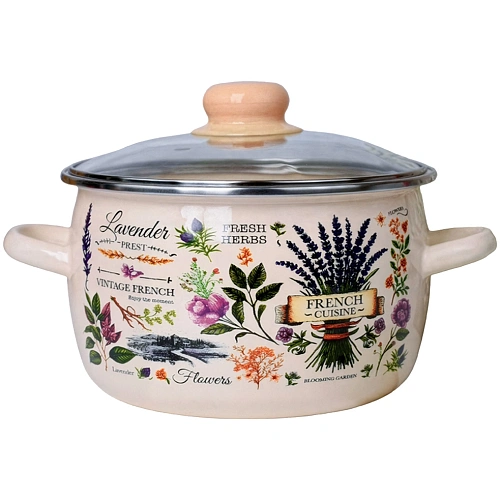 Кастрюля эмалированная 4л "Эдем" Appetite сферическая со стекл. крышкой 550005149