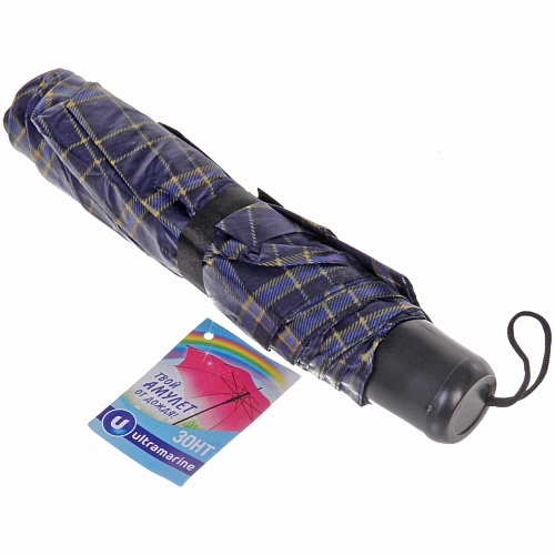 Зонт мужской механический Ультрамарин, клетка, 8 спиц, d-105см, длина в слож виде 24см _16