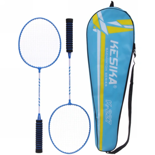 Бадминтон в наборе K-227, 3 предмета: 2 металлические ракетки 65 см, чехол (синий)