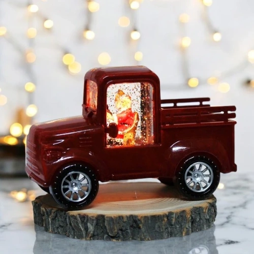 Сувенир с подсветкой "Сказочная машина" 15,5*7*9,5 см, Красный (работает от батареек LR44*3)