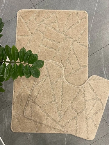 Комплект ковриков для ванной и туалета My Crystal 50*80 и 40*50 Геометрия,Мозайка,бежевый