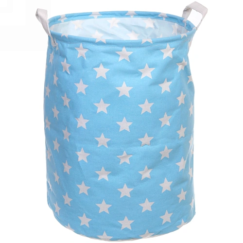 Корзина для хранения круглая Звезды 45*35 см голубой