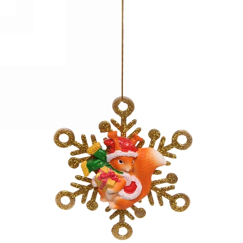 Украшение подвесное Белочка в снежинке 11x1,5x11 см (арт75633)_3