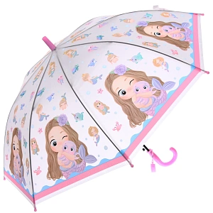 Зонт детский полуавтомат "Русалочка", 8 спиц, d-80см, длина в слож. виде 65см
