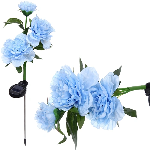 Светильник на солнбатарее (фигура на спице с подсветкой) Великолепная роза 73 см, Голубой (свечение белое)_2