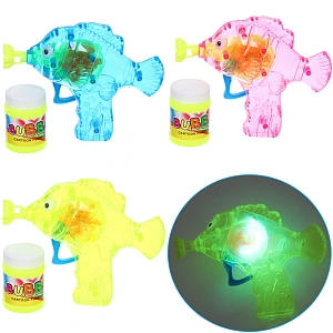 Мыльные пузыри "Рыбка" пистолет 14*12 см, 50 мл, с подсветкой, цвет микс