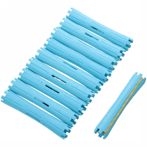 Бигуди пластмассовые-коклюшки 10шт d-1.6см "KUDRI", цвет голубой, (прозрачный пакет с подвесом)