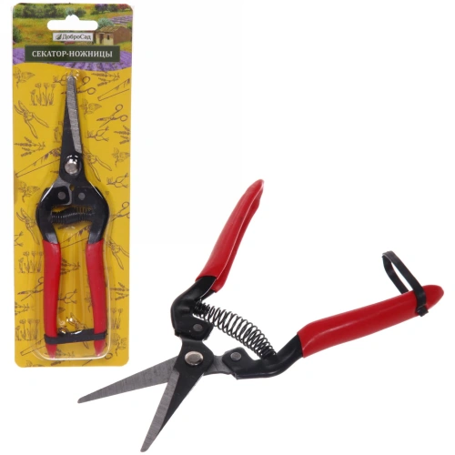 Секатор-ножницы садовые 7" (18см) "Садовник" металлические прорезиненые ручки ДоброСад