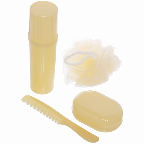 Набор банный дорожный 4шт Bon voyage - Avokado, (мочалка, футляр 2шт, расческа), микс 3 цвета, 20167 см_4