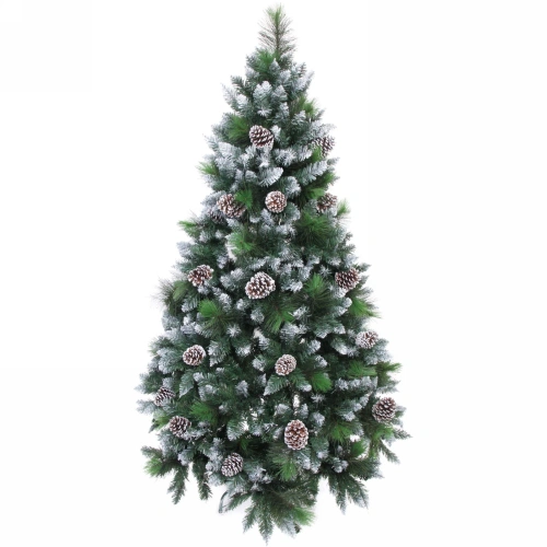 Ёлка "Сказочный лес" 180 см,ПВХ+леска, с белым напылением+шишки (935 веток) (SZ2000-180)