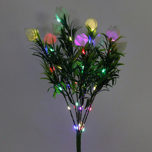 Светильник на солнбатарее (фигура на спице с подсветкой) Тюльпаны 75 см, Белый (свечение мультицвет)_4