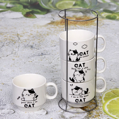 Набор кружек на стойке 200мл Котята_3